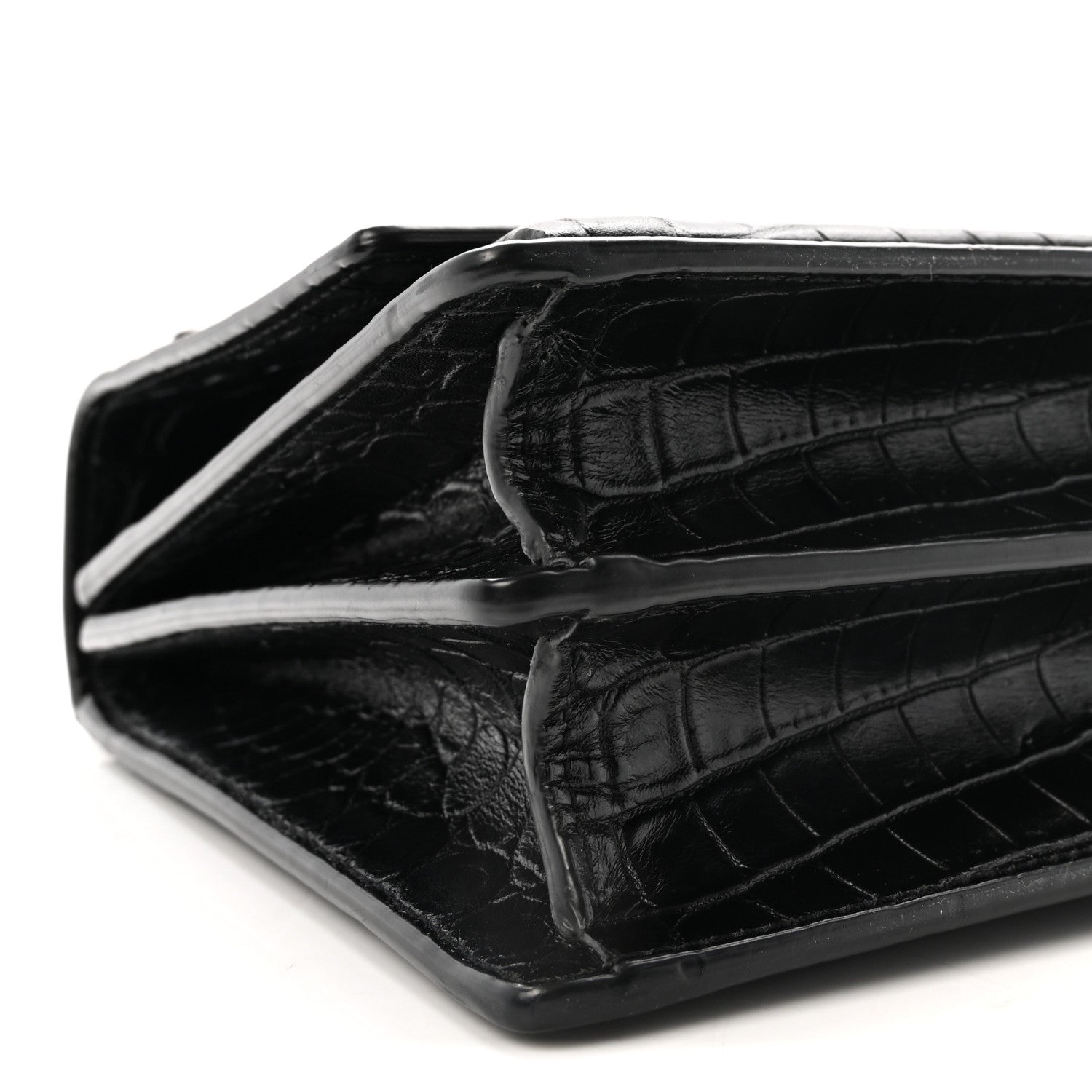 Calfskin Crocodile Embossed Medium Monogram Sunset  Black