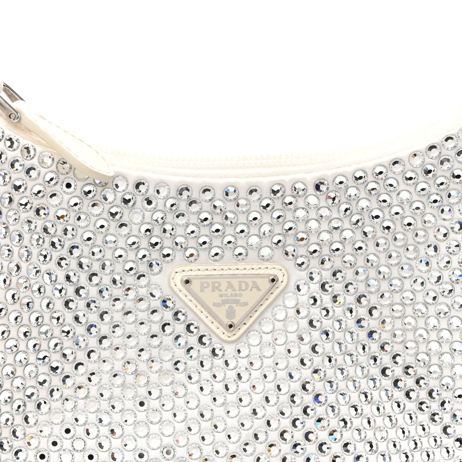 Satin Crystal Mini Re-Edition 2000 Bag White