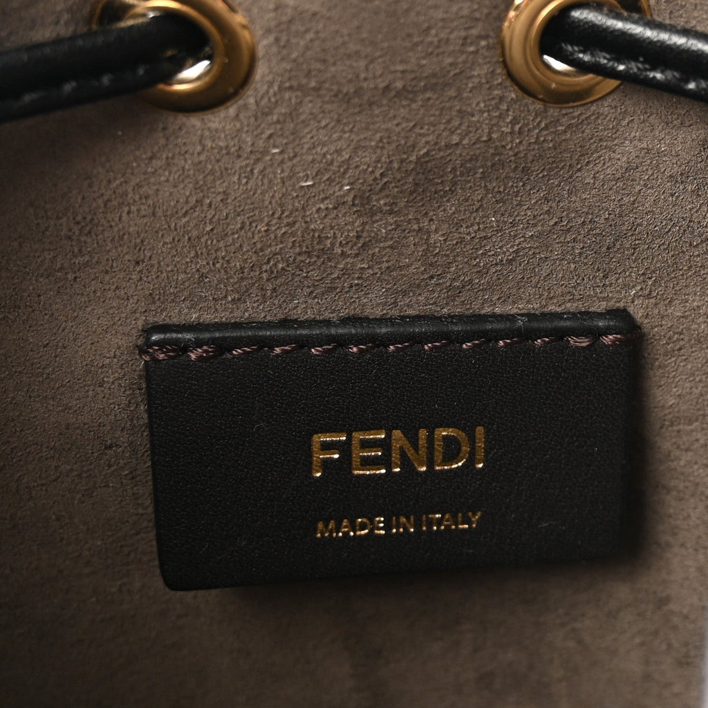 Vitello Liberty F is Fendi Bi-Color FF 1974 Embossed Mini Mon Tresor Bucket Bag Maya Black