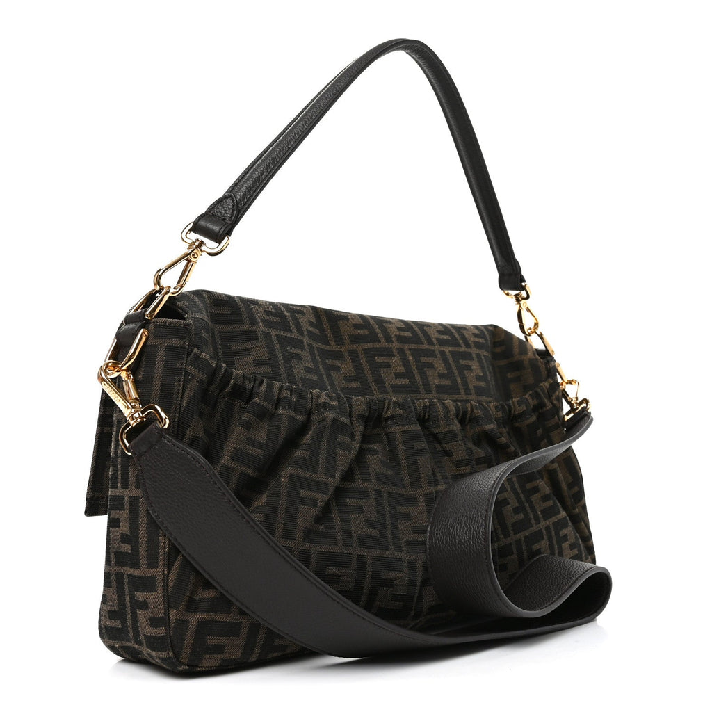 Fabric Jacquard FF 1974 Maxi Baguette Tobacco Moro Black