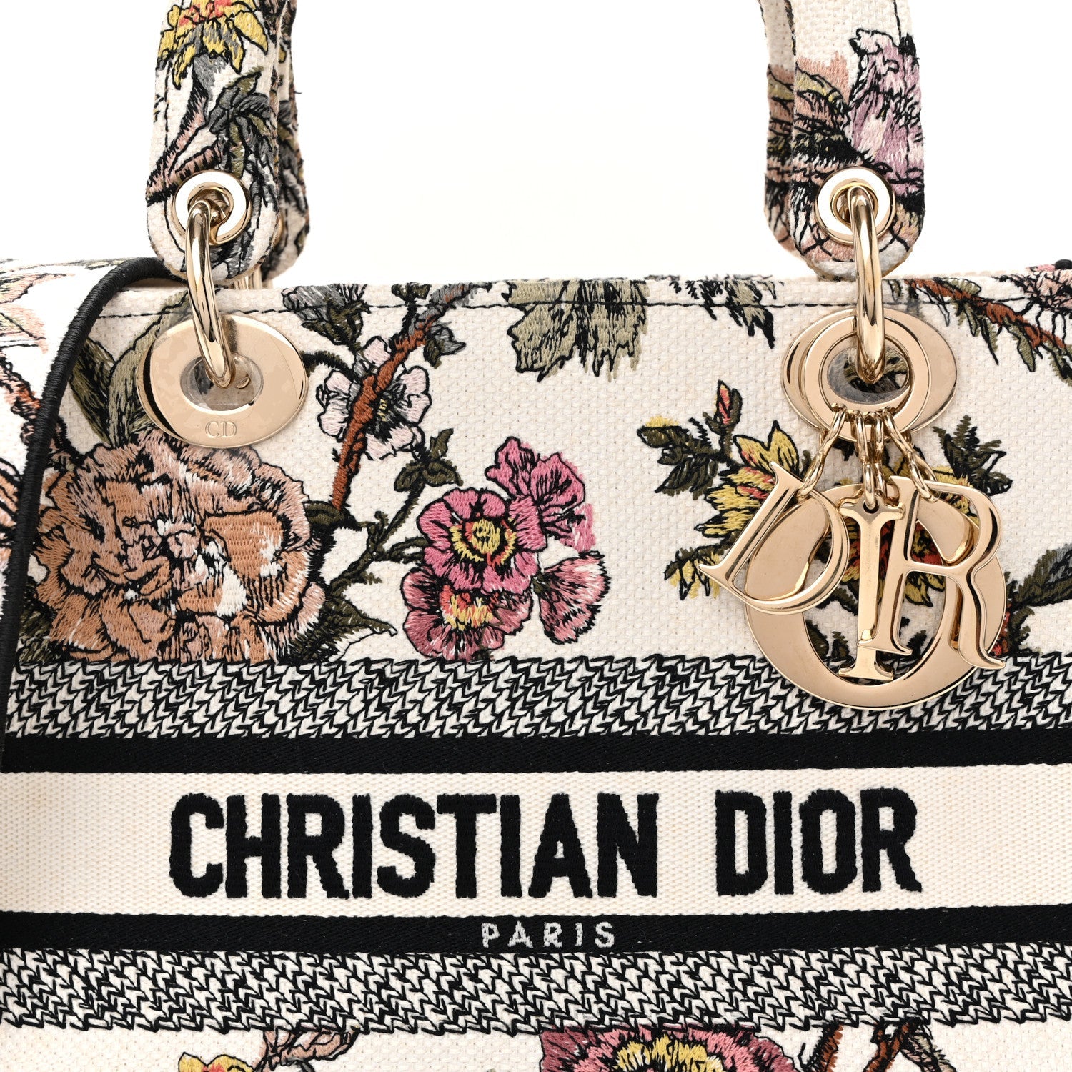 Canvas Embroidered Jardin Botanique Medium Lady D-Lite White Multicolor