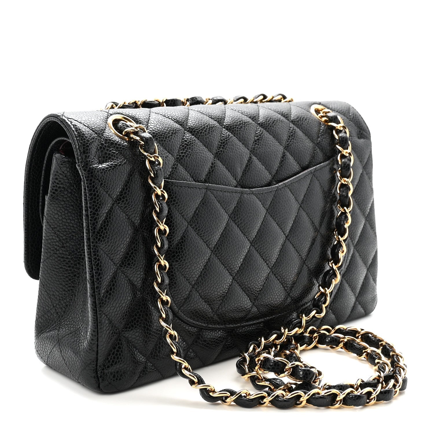Caviar Quilted Medium Double Flap Black
