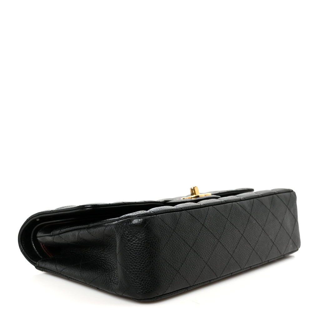 Caviar Quilted Medium Double Flap Black