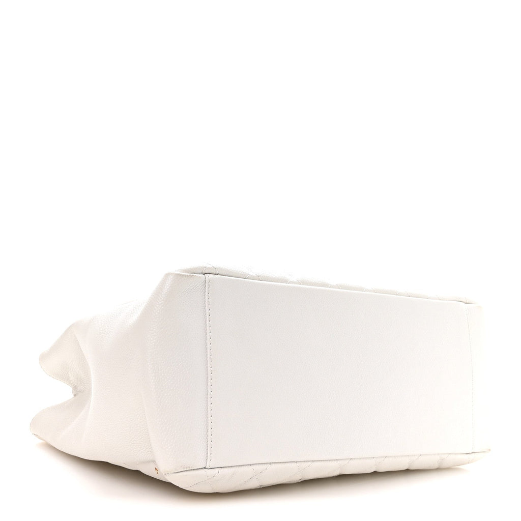 Caviar Quilted Grand Shopping Tote GST White