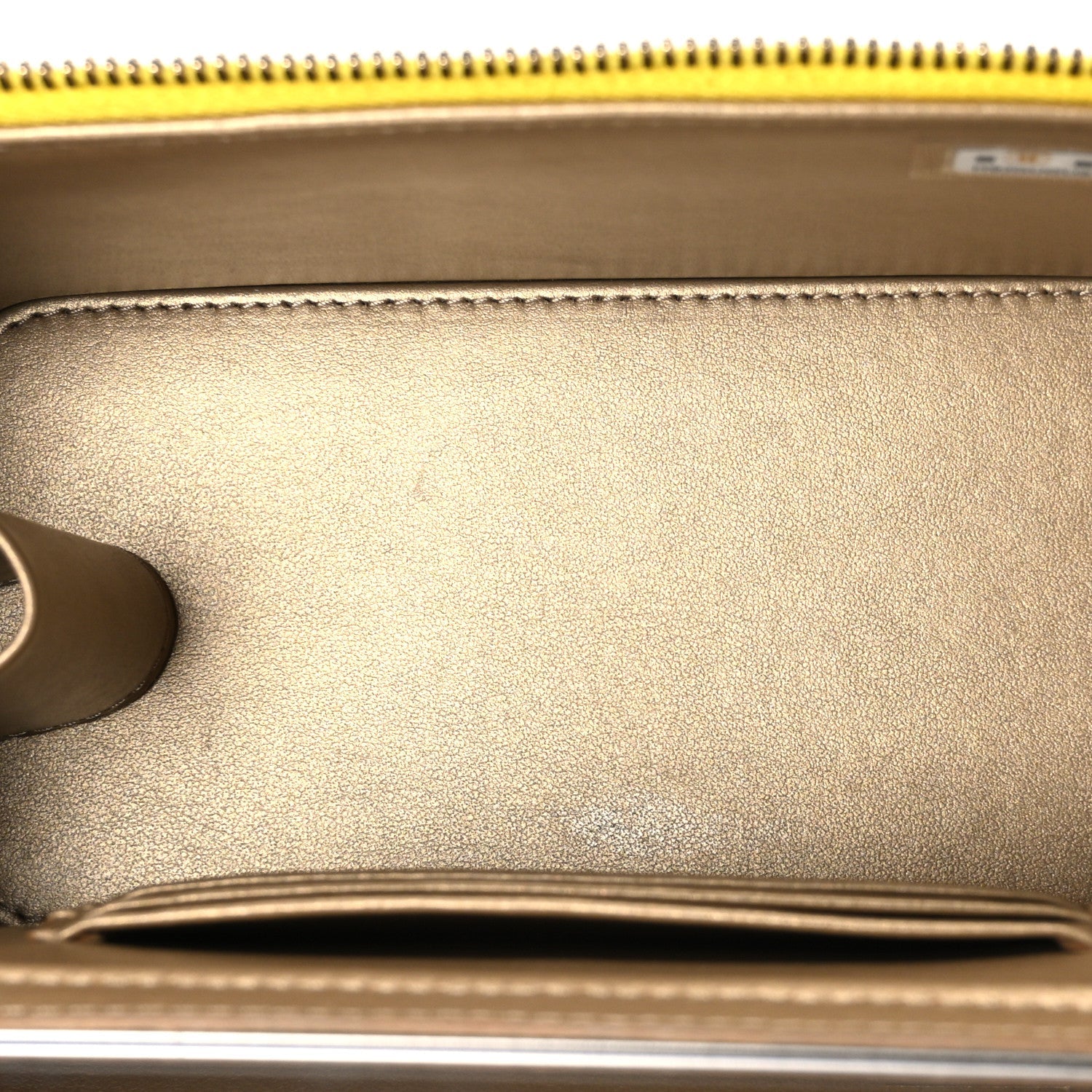 Lambskin Quilted Small Pearl Crush Vanity Case With Chain Yellow