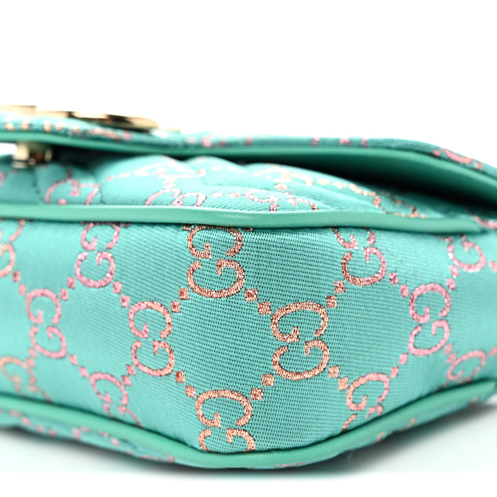 Jacquard Super Mini GG Marmont Shoulder Bag Green