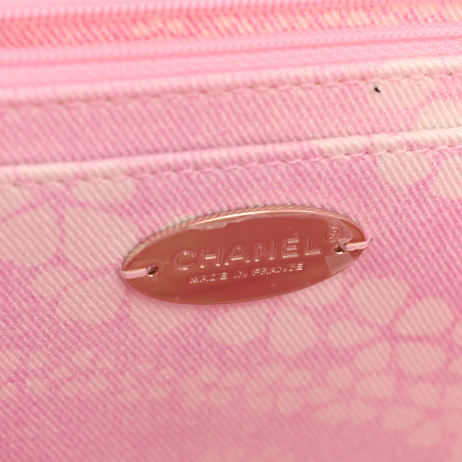 Printed Denim Quilted Medium Single Flap Bag Pink White Pink White