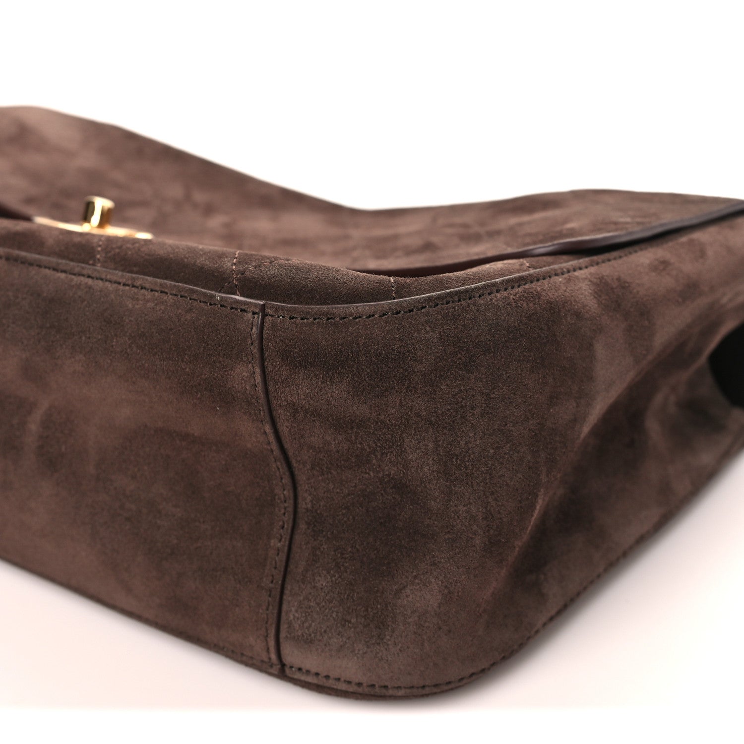 Suede Calfskin Small Souplissimo Maxi Flap Dark Brown