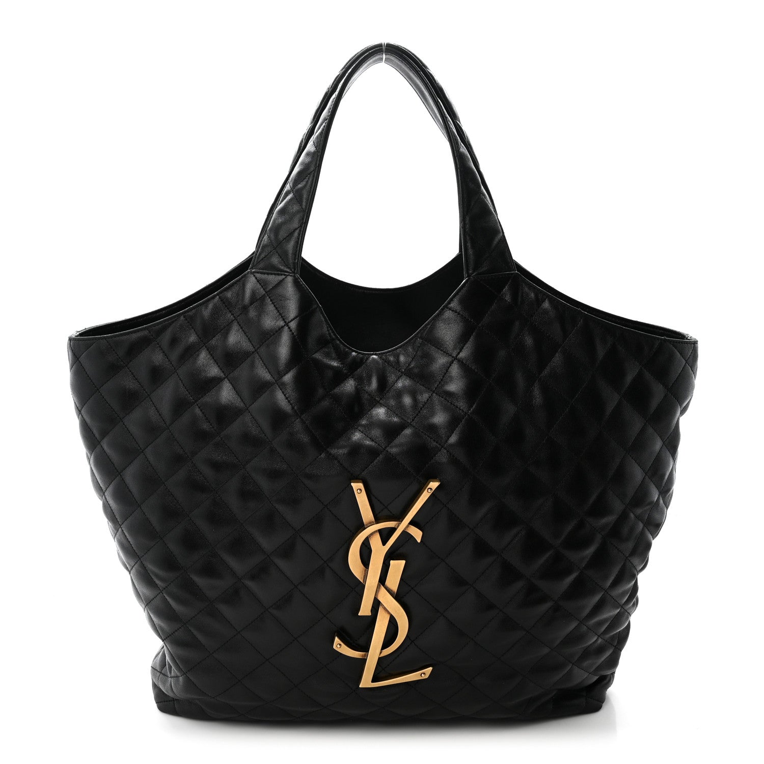 Lambskin Quilted Maxi Icare Shopping Tote Black