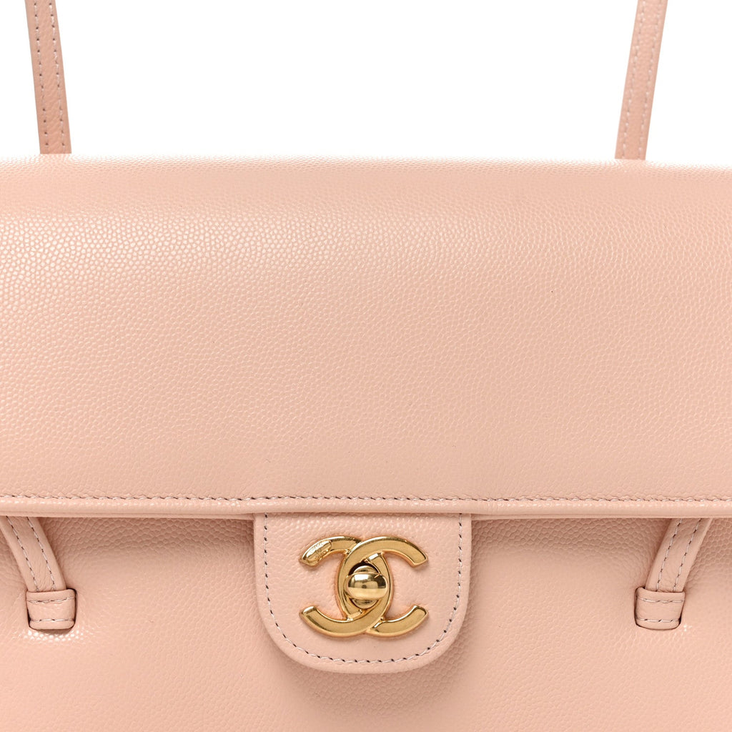 Shiny Caviar Preppy Coco Small Flap Light Pink