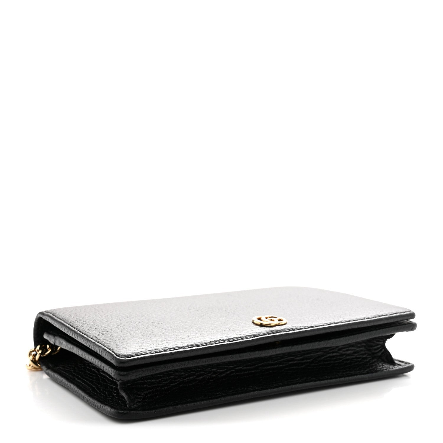 Calfskin Mini GG Marmont Chain Wallet Black