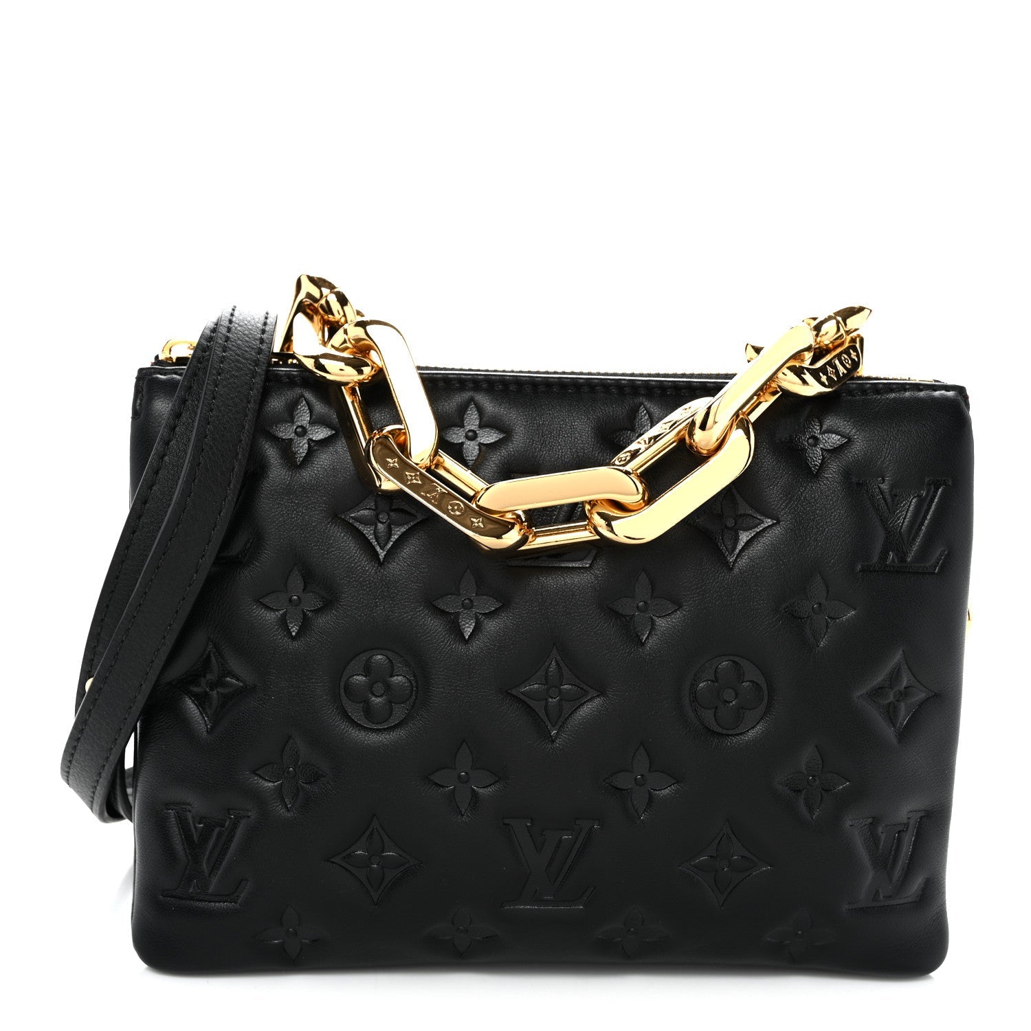 Lambskin Embossed Monogram Coussin BB Black
