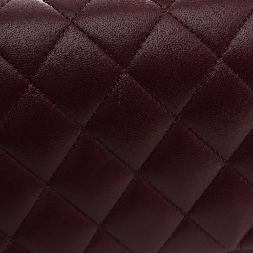 Lambskin Quilted Medium Double Flap Burgundy