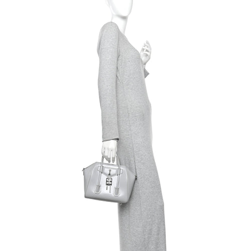 Box Calfskin Mini Lock Antigona Shoulder Bag Medium Grey