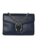 Dollar Calfskin Crystal Mini Dionysus Chain Wallet Blue Agata Black Diamond