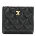 Caviar Quilted Compact Bifold Wallet Black
