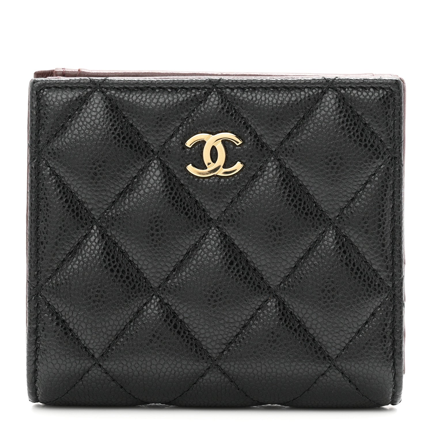 Caviar Quilted Compact Bifold Wallet Black
