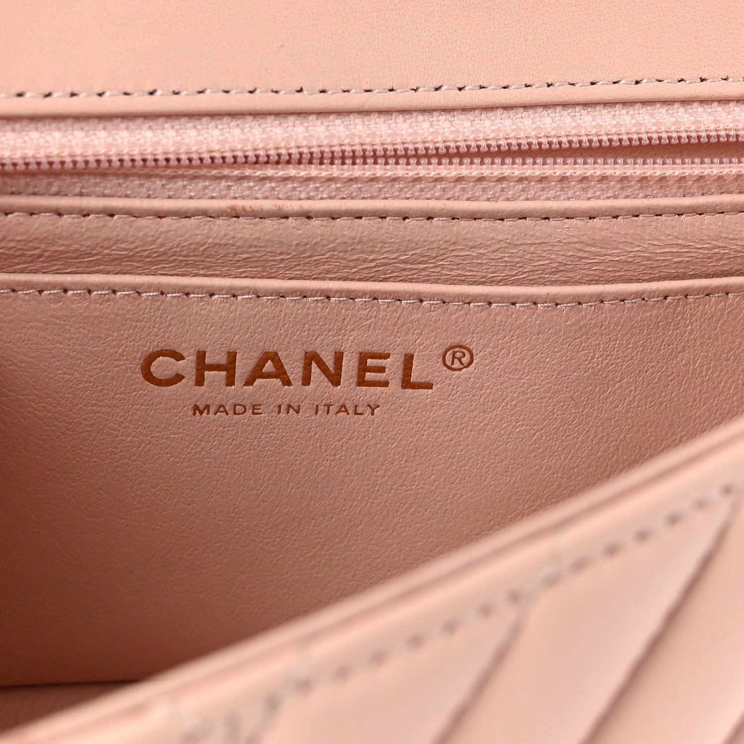 Calfskin Chevron Quilted Mini Rectangular Flap Light Pink