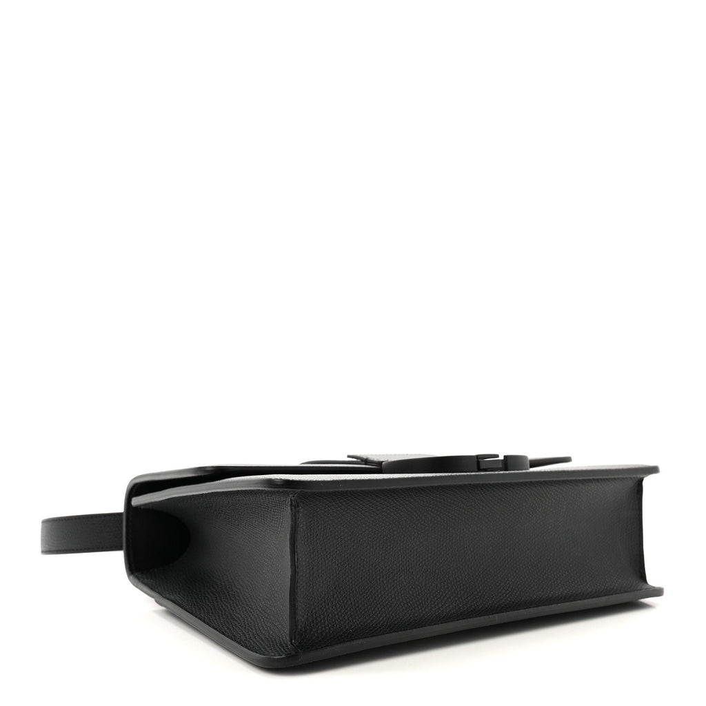 Ultra Matte Grained Calfskin 30 Montaigne Flap Bag Black