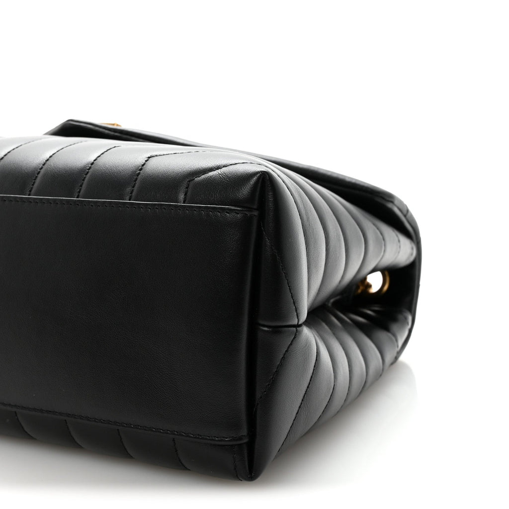 Calfskin Y Quilted Monogram Medium Loulou Chain Satchel Black