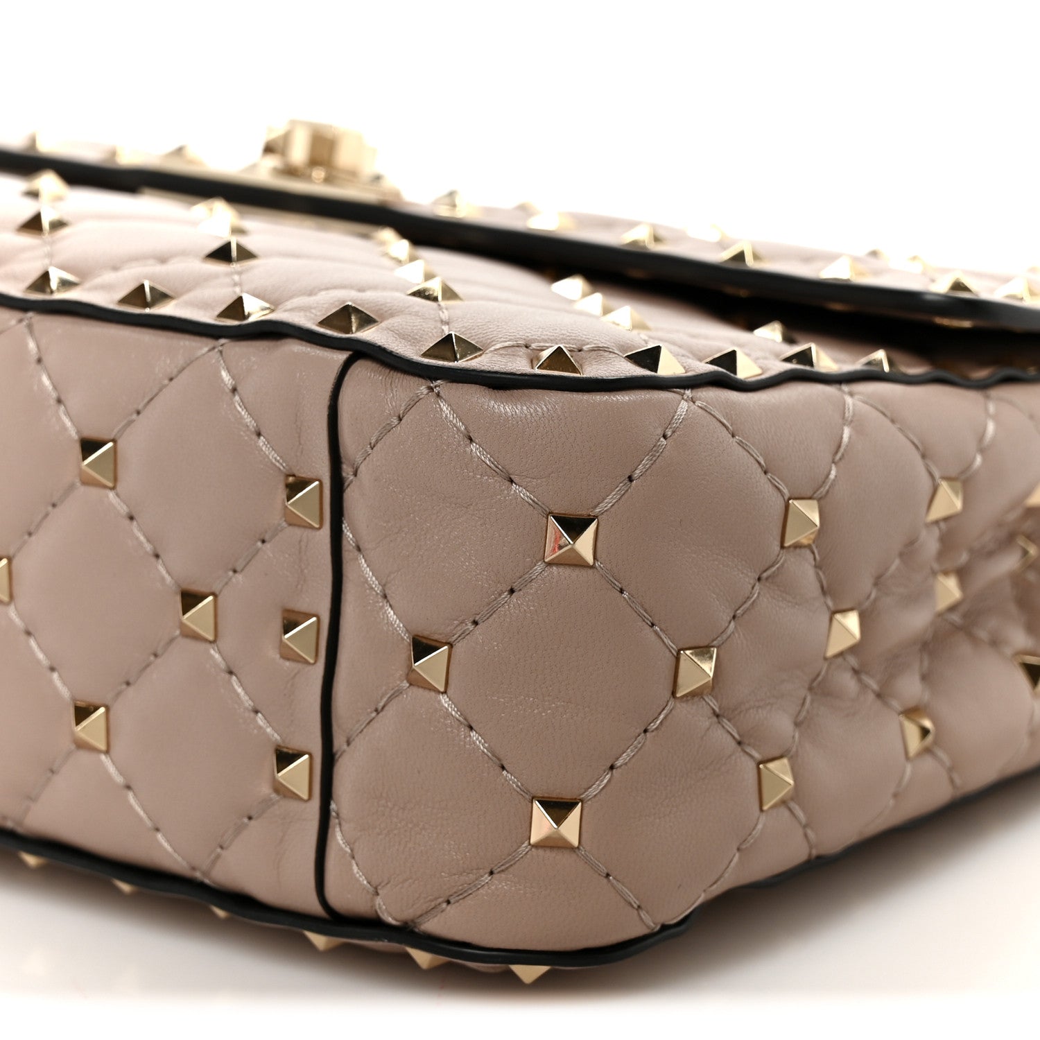 Nappa Medium Rockstud Spike Shoulder Bag Poudre