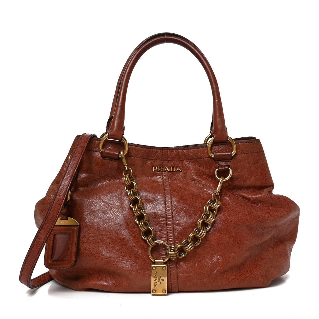 Vitello Shine Chain Tote Antico