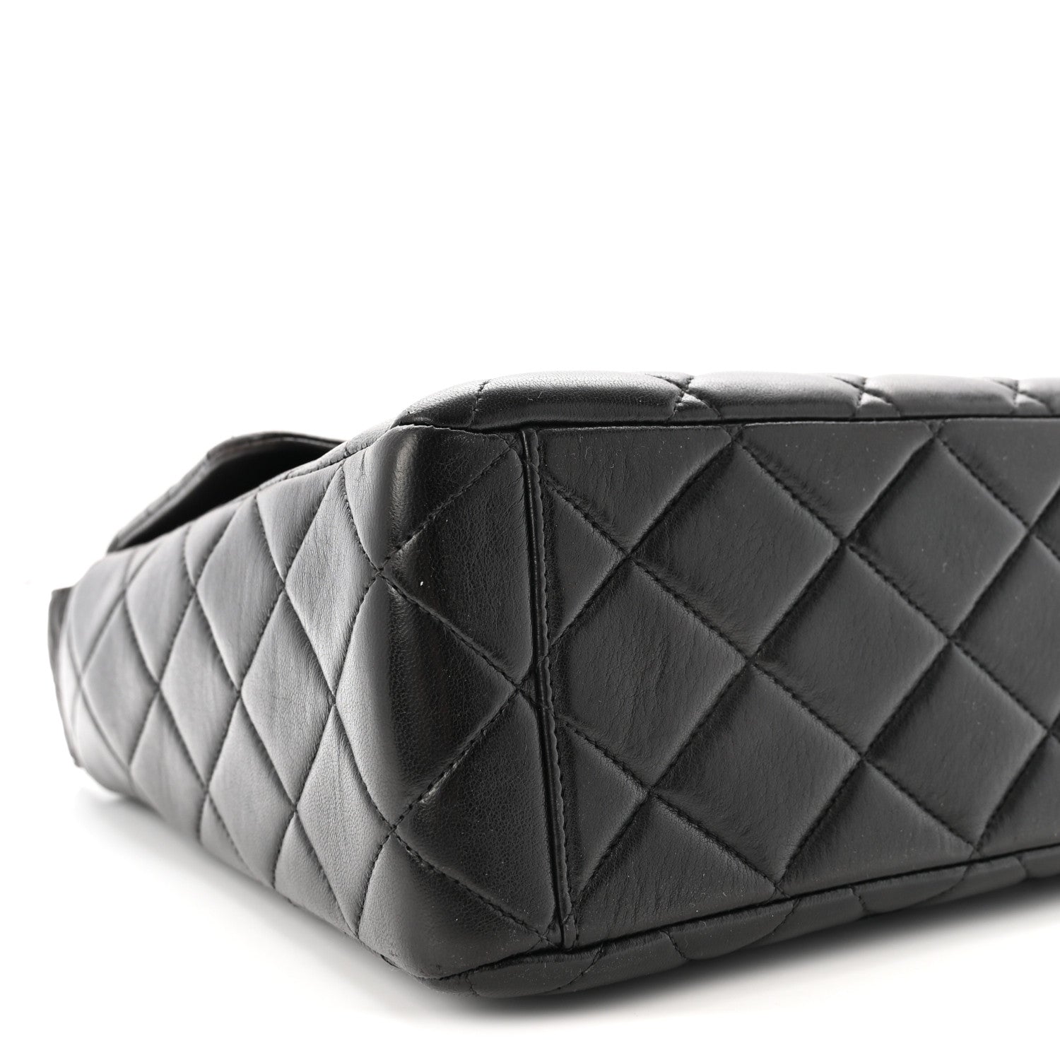 Lambskin Quilted Flap Shoulder Bag Black