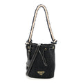 Yarn Raffia Effect Crochet Mini Bucket Bag Black