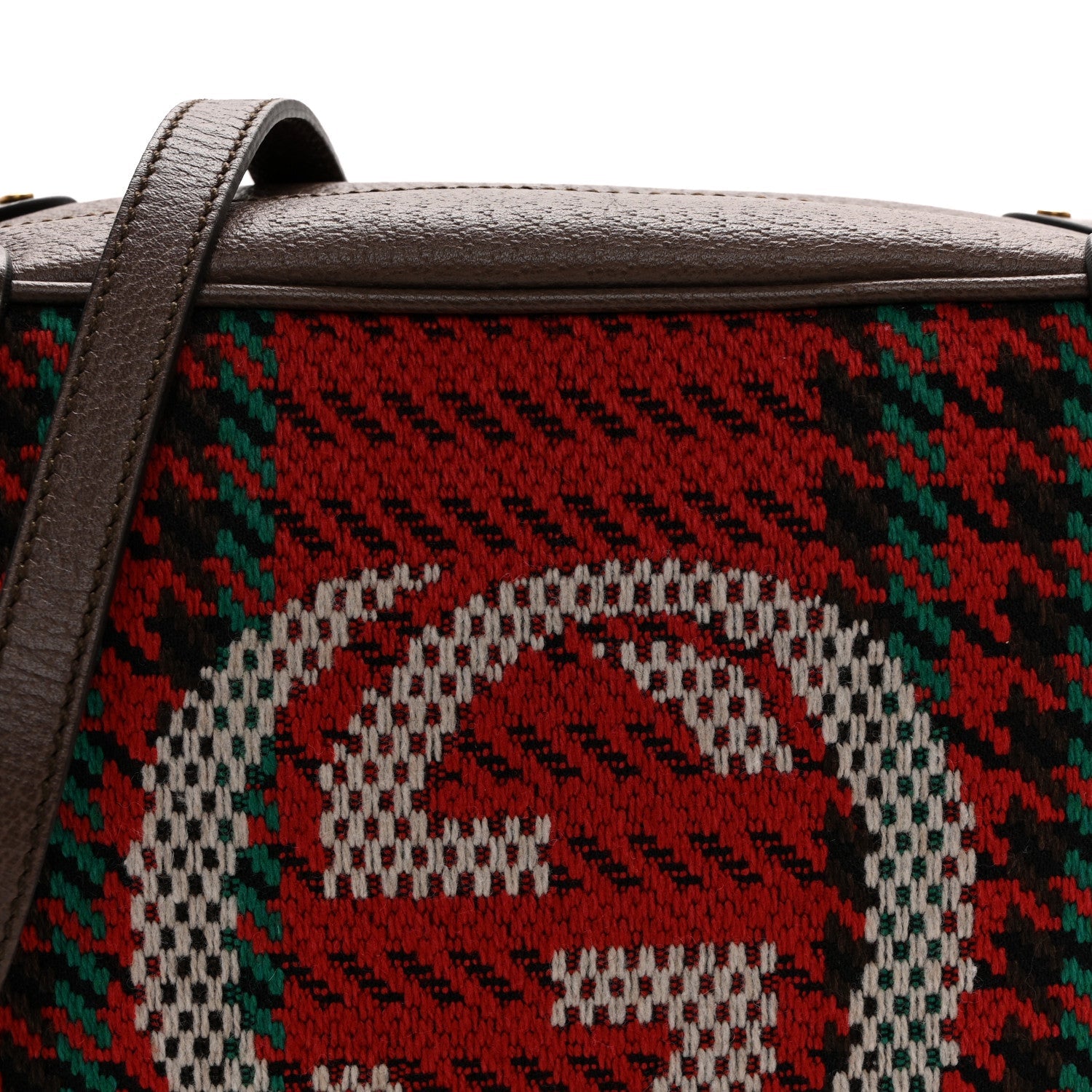 Cotton Wool Textured Calfskin Houndstooth Woven Square Messenger Bag Red Green Ivory Multicolor New Acero