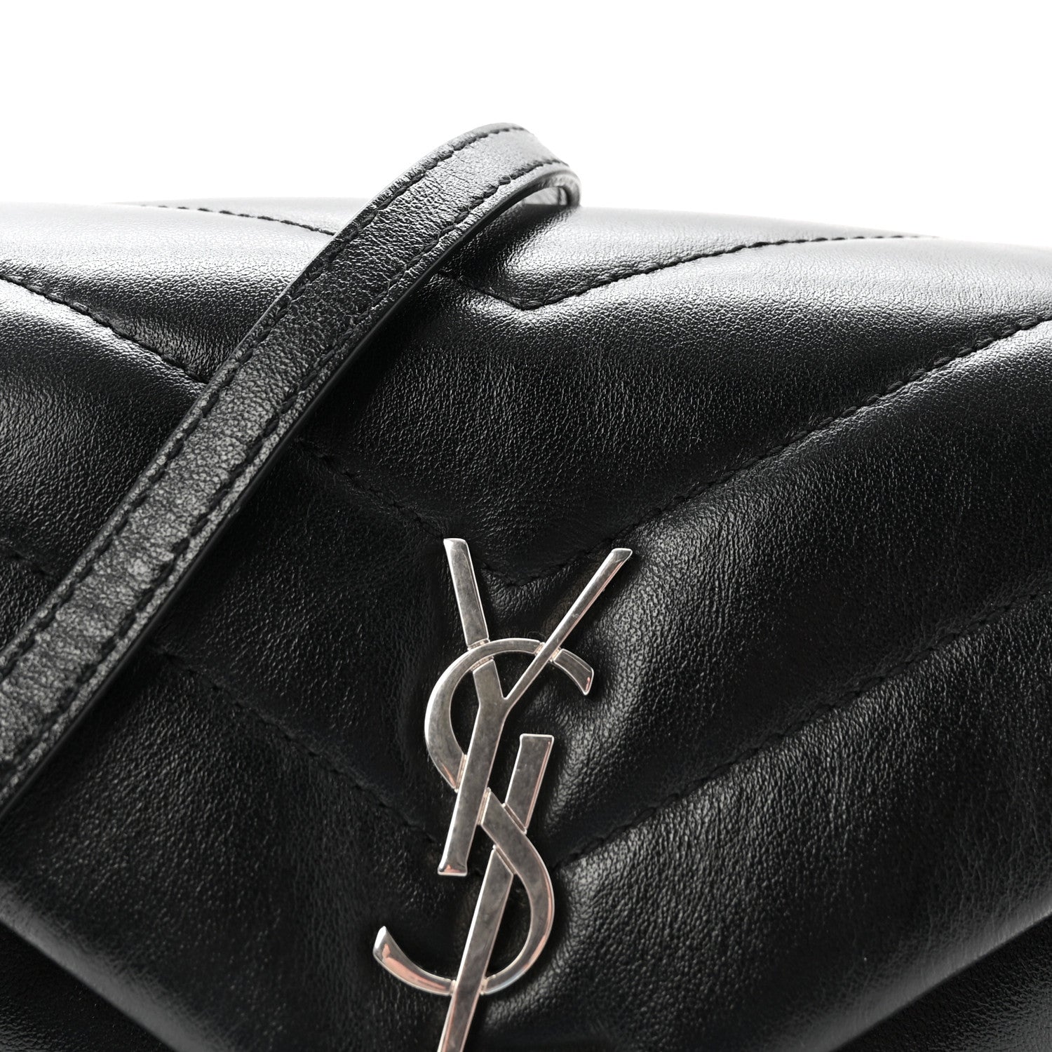 Calfskin Y Quilted Monogram Toy Loulou Crossbody Bag Black