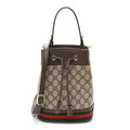 GG Supreme Monogram Web Small Ophidia Bucket Bag Brown