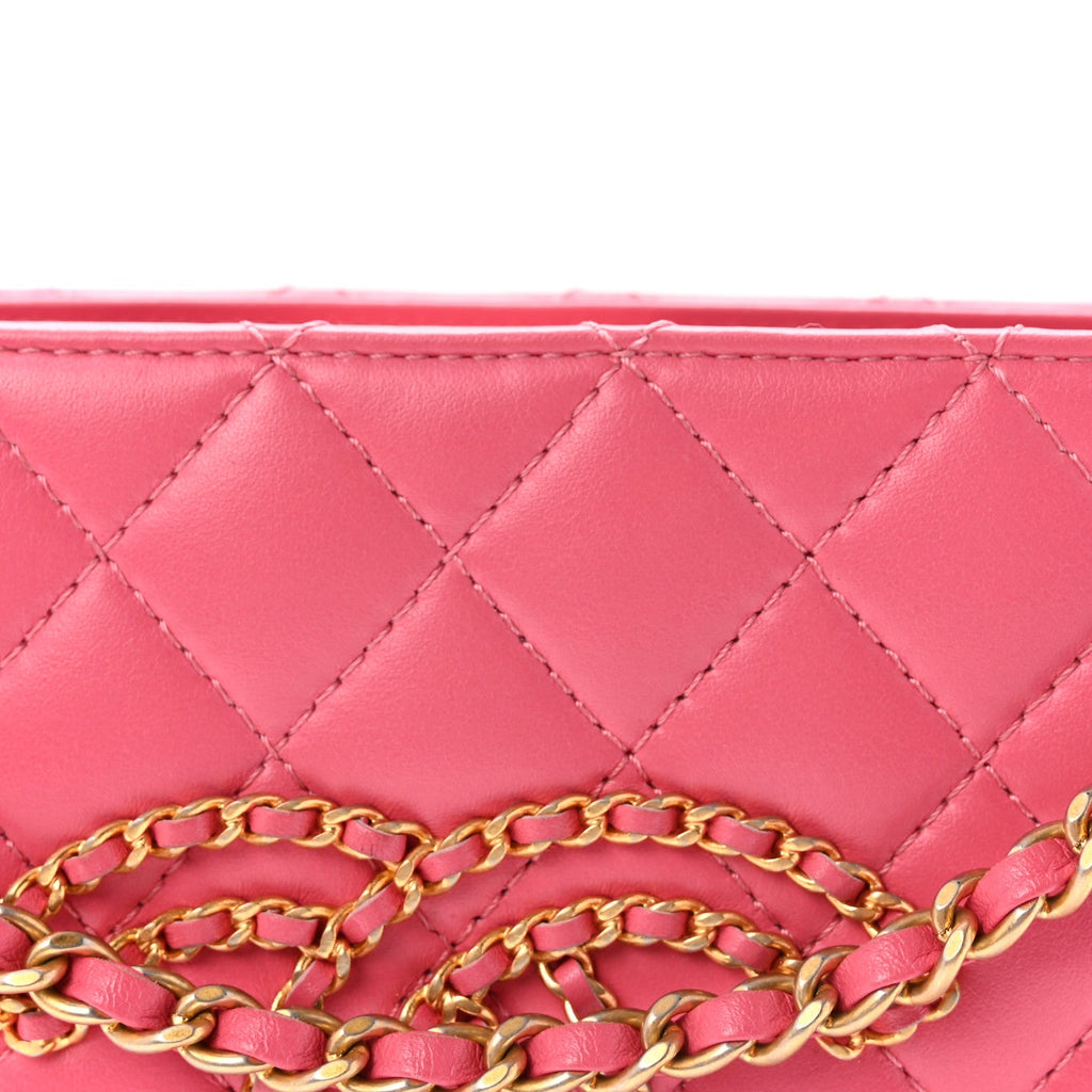 Calfskin Quilted CC Small Once Upon A Time Tote Pink