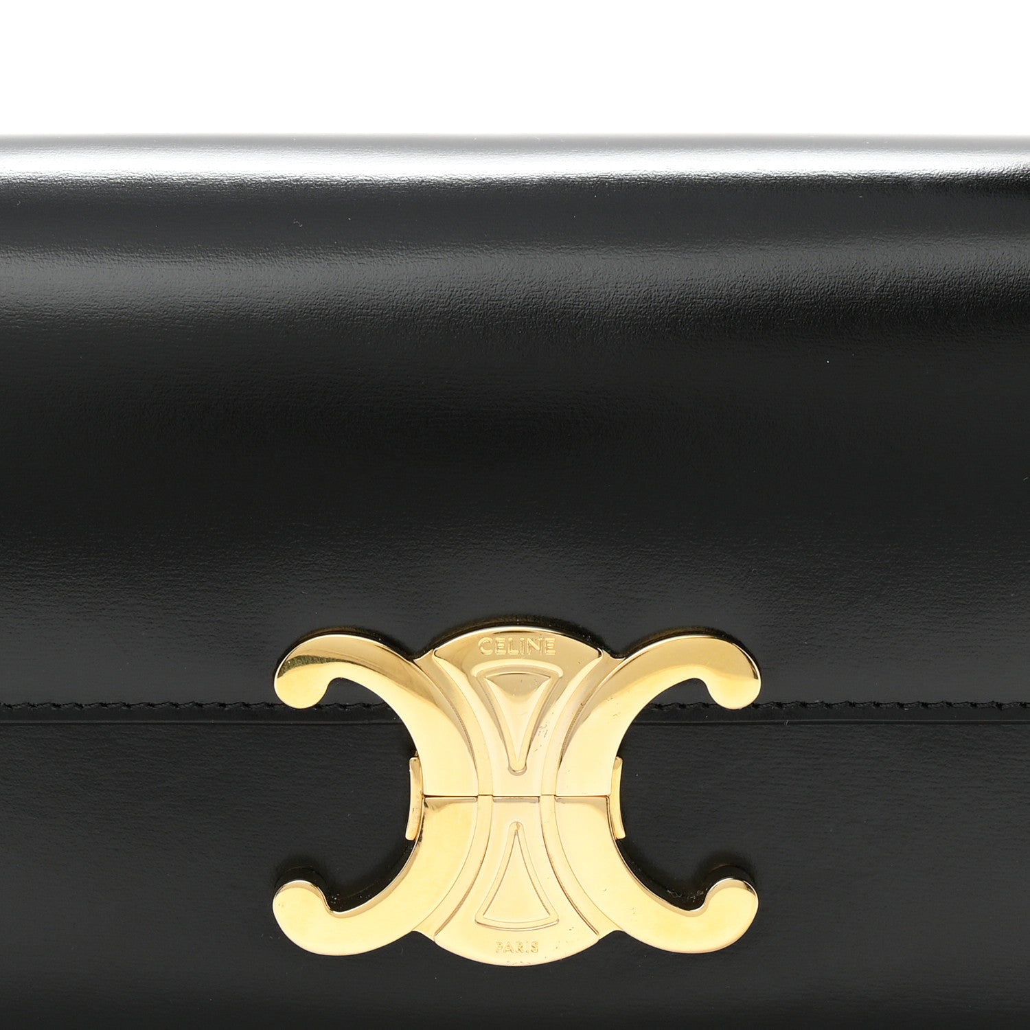 Shiny Calfskin Triomphe Shoulder Bag Black