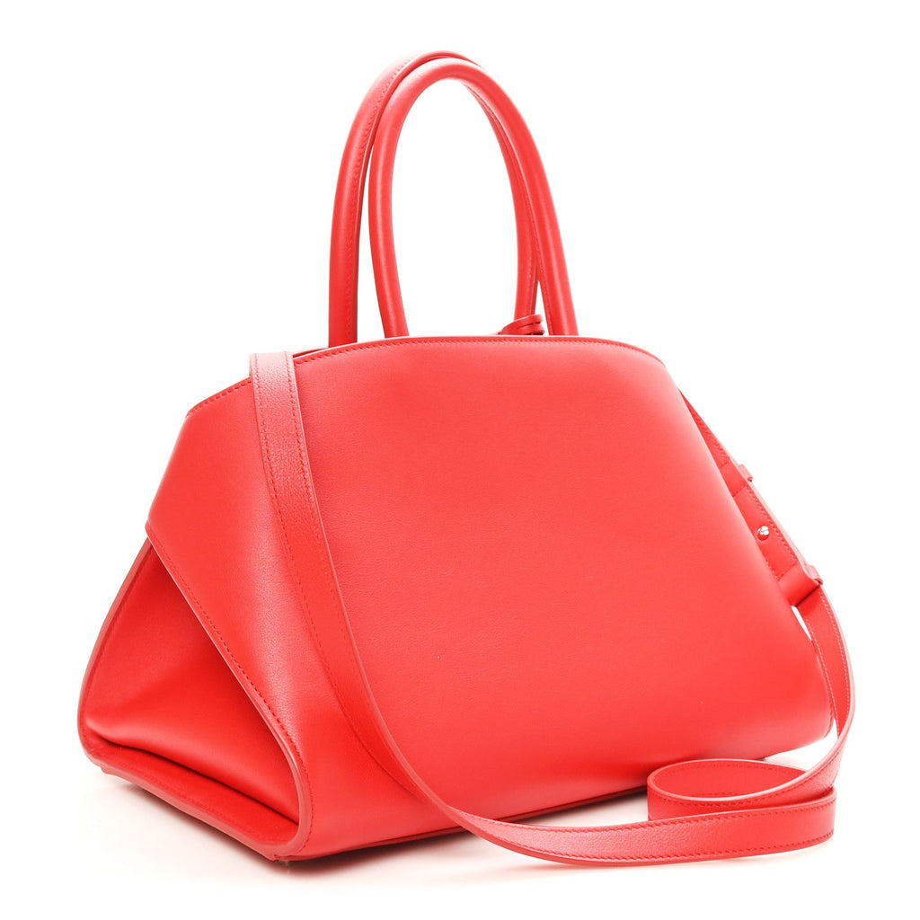 Natural Grain Calfskin Medium Hug Bag Flame Red