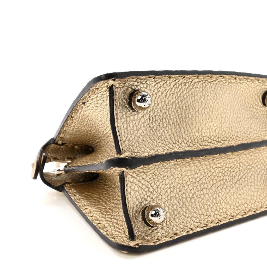 Metallic Cuoio Roma Sellerissima Nappa Sintetica Tape Stitch Petite Peekaboo I SEE U Iconic Satchel Platino