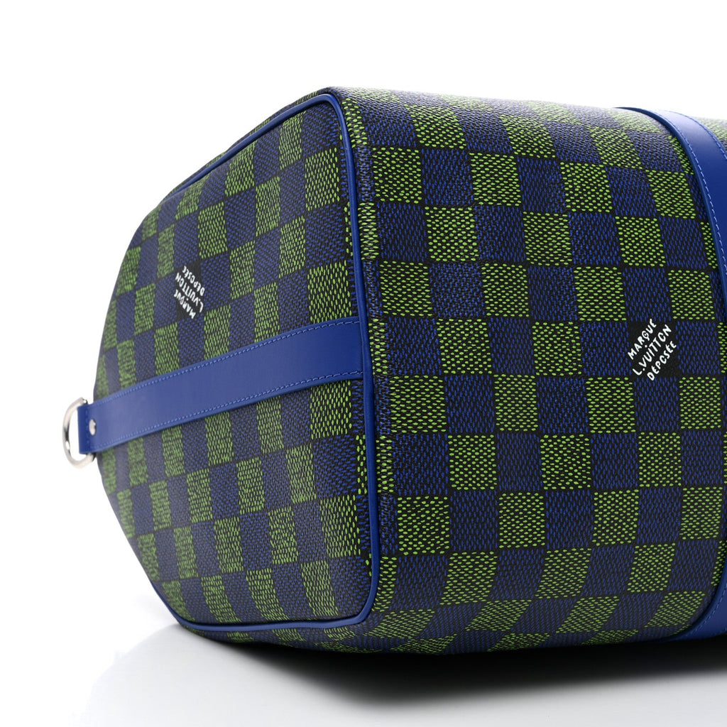 Damier Heritage Keepall Bandouliere 50 Blue Green