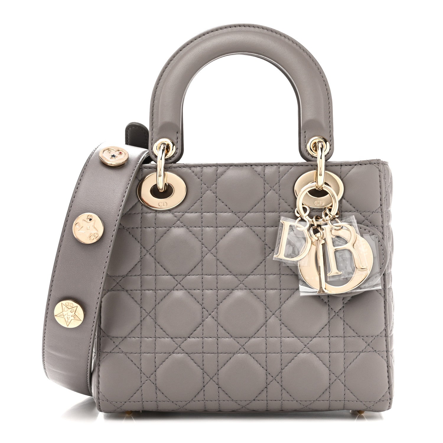 Lambskin Cannage Small Lucky Badges My Lady Dior Grey