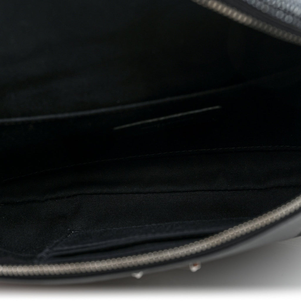 Lizard Embossed Calfskin Belt Bag Black
