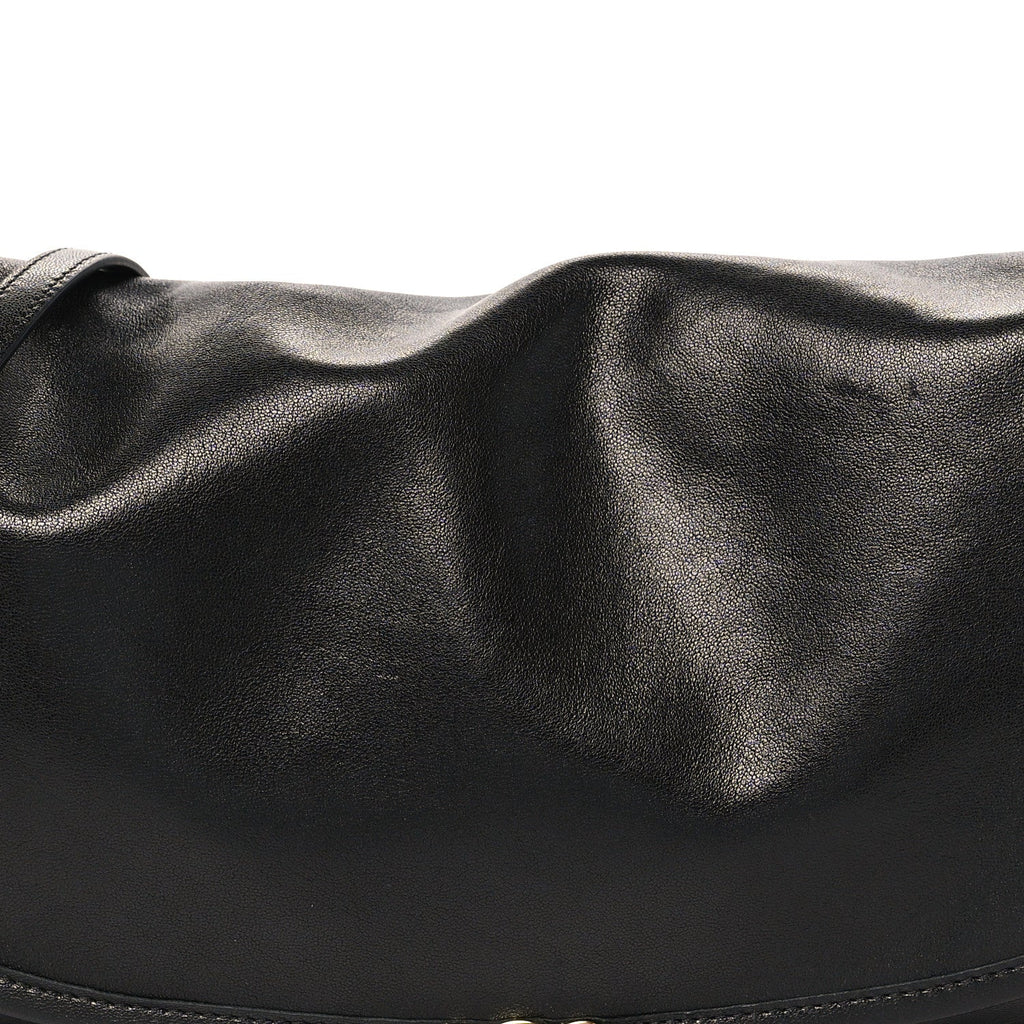 Shiny Lambskin Soft Triomphe Half Moon Bag Black