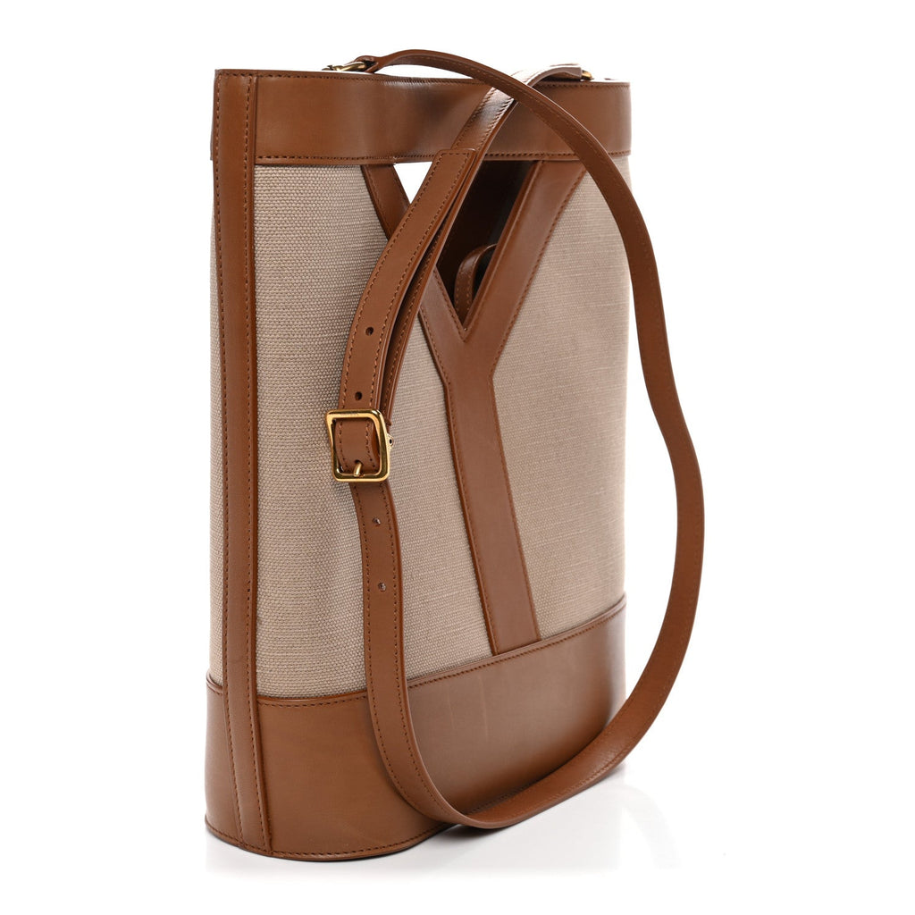 Smooth Calfskin Y Small Bucket Bag Black White Camel
