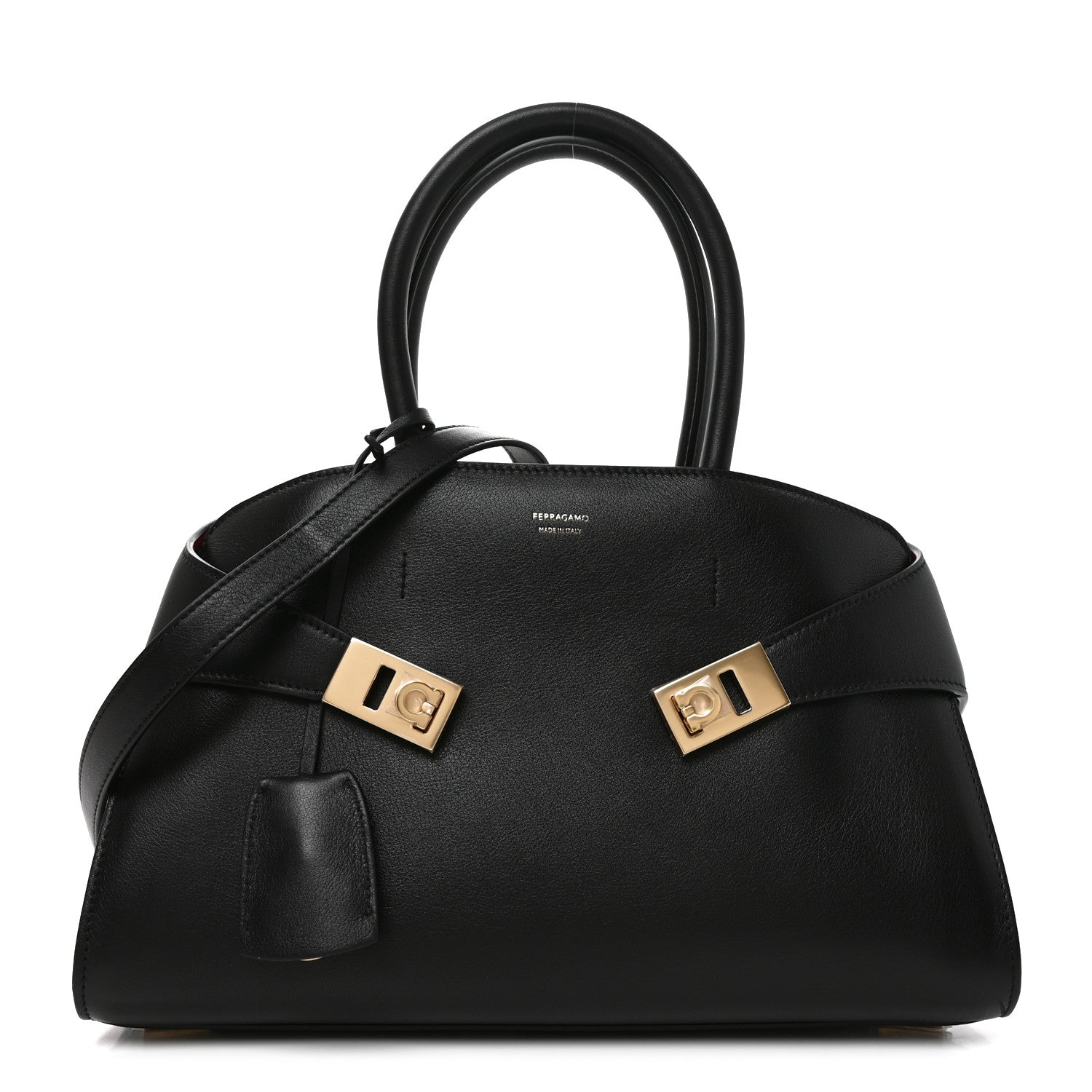 Calfskin Small Hug Bag Black Flame Red