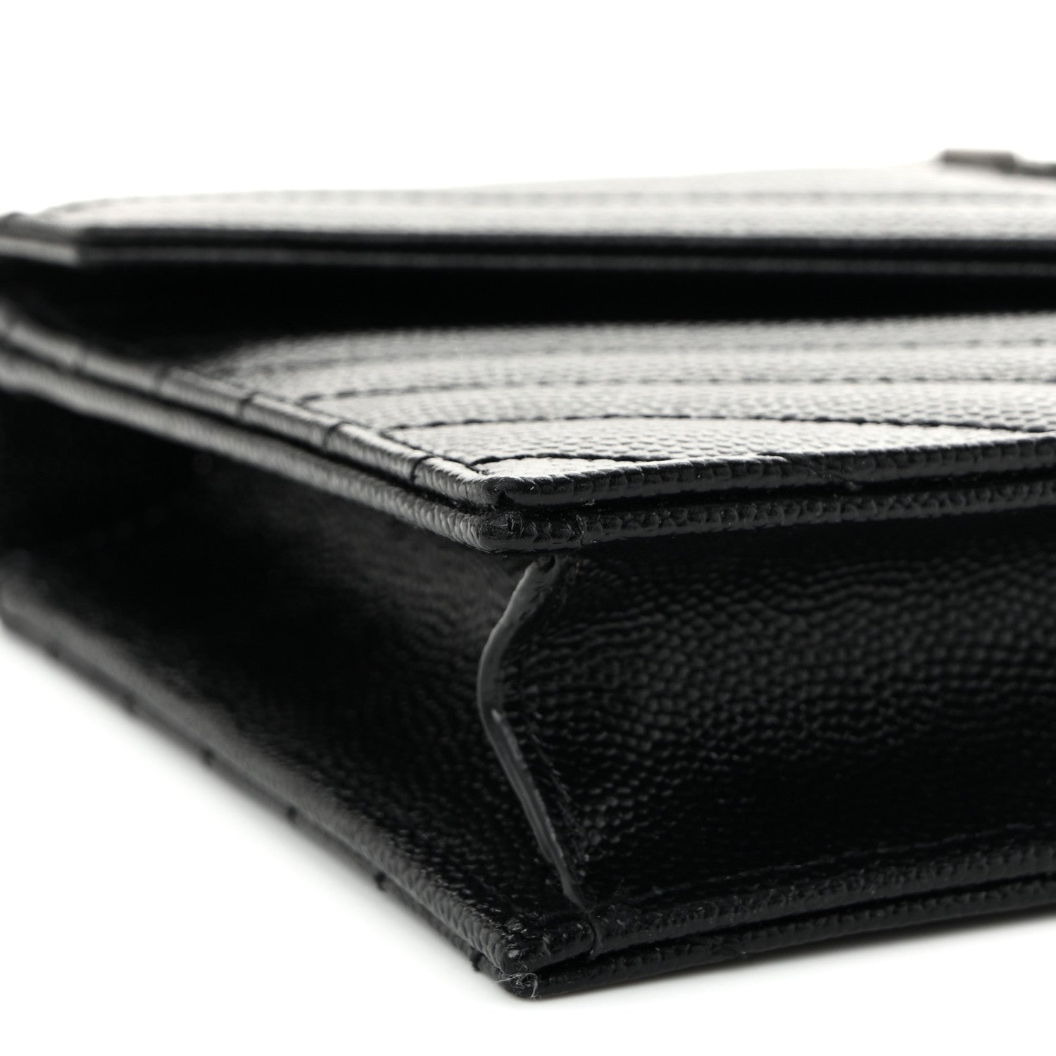 Grain De Poudre Matelasse Chevron Monogram Chain Wallet Black