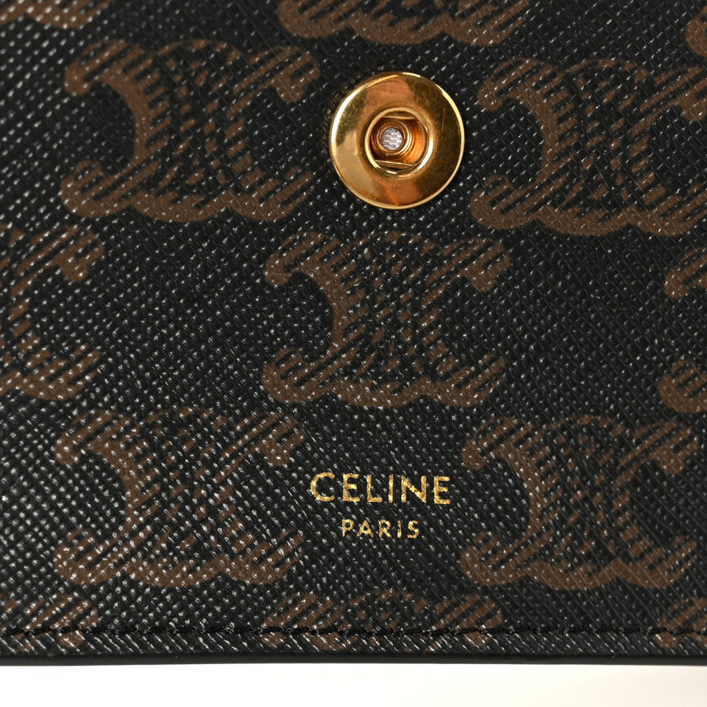 Triomphe Canvas Lambskin Wallet On Strap Tan