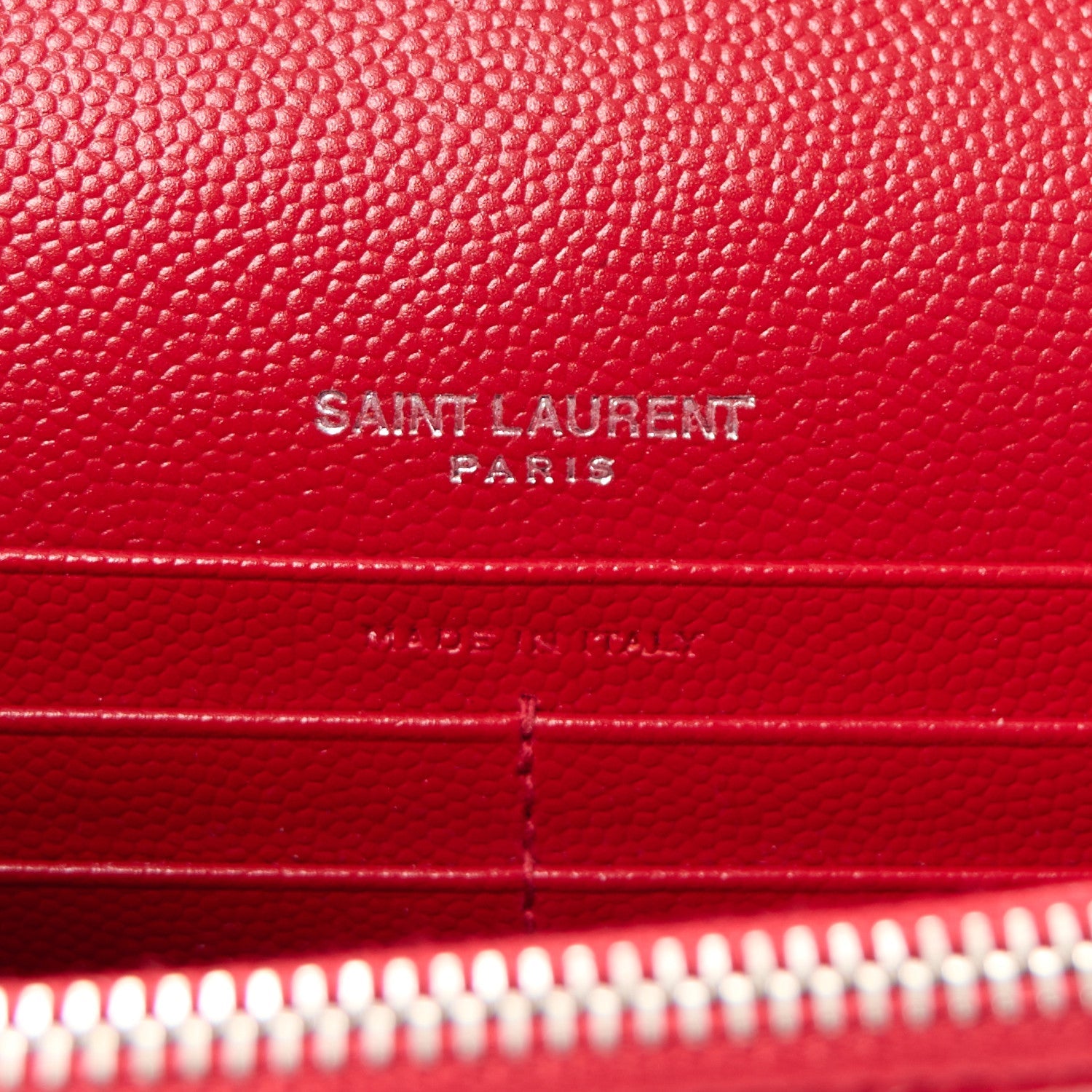 Grain De Poudre Matelasse Chevron Monogram Envelope Chain Wallet New Red