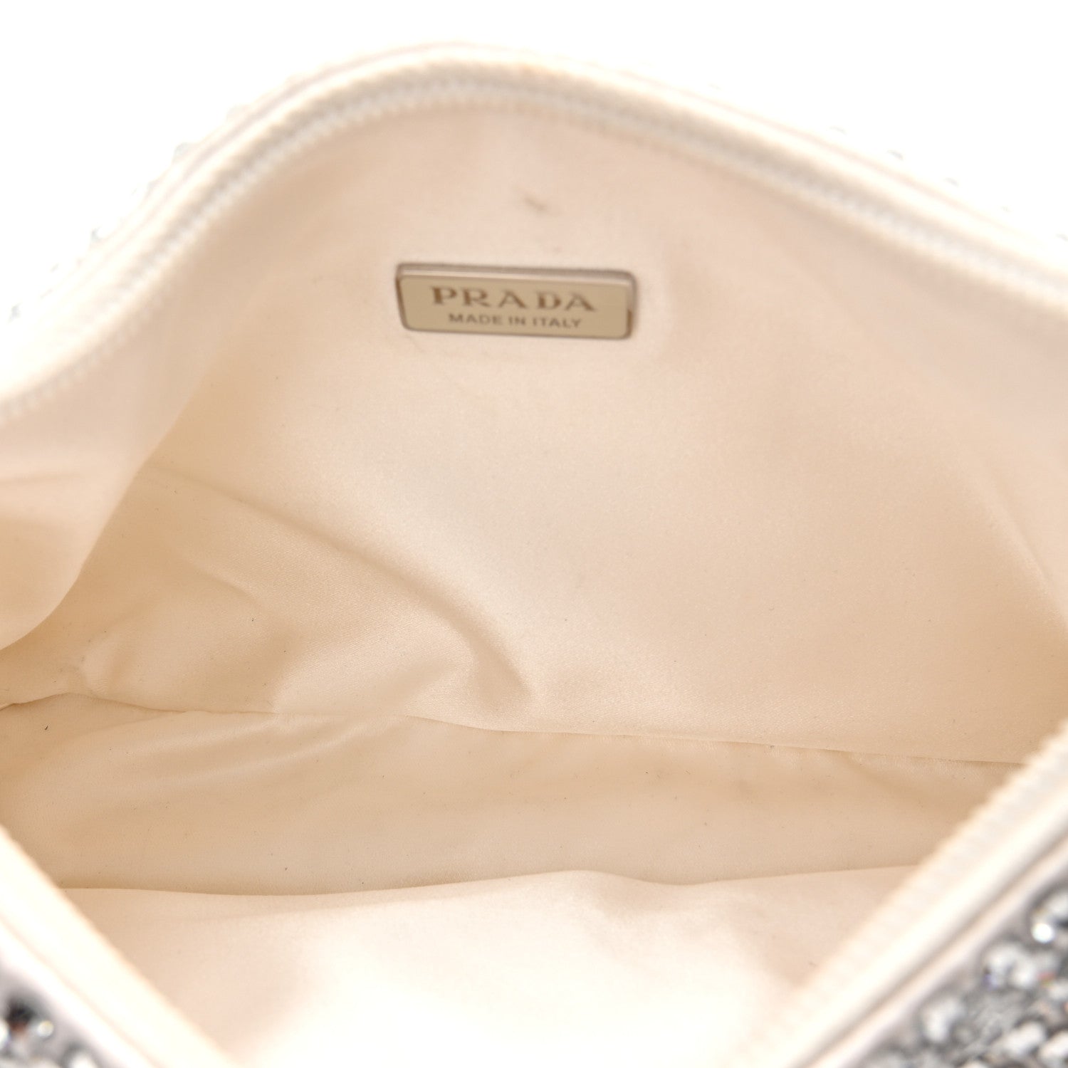 Satin Crystal Mini Re-Edition 2000 Bag White