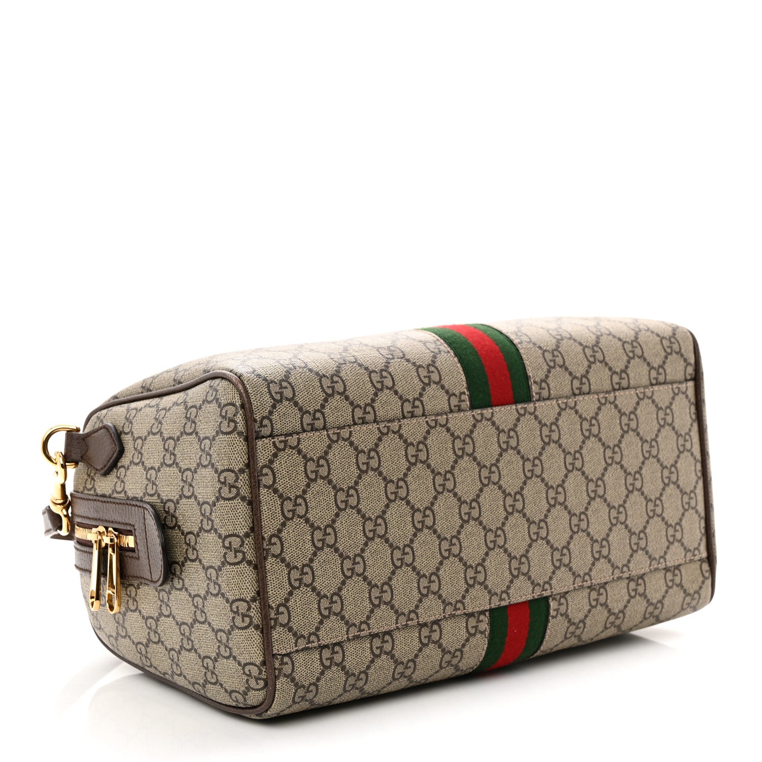 GG Supreme Monogram Web Medium Ophidia Top Handle Bag Beige Ebony