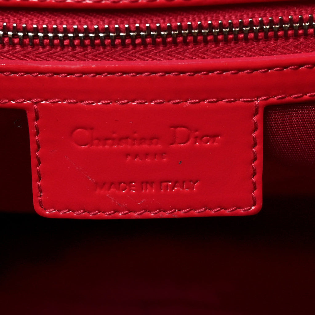Patent Cannage Large Dior Soft Shopping Tote Red