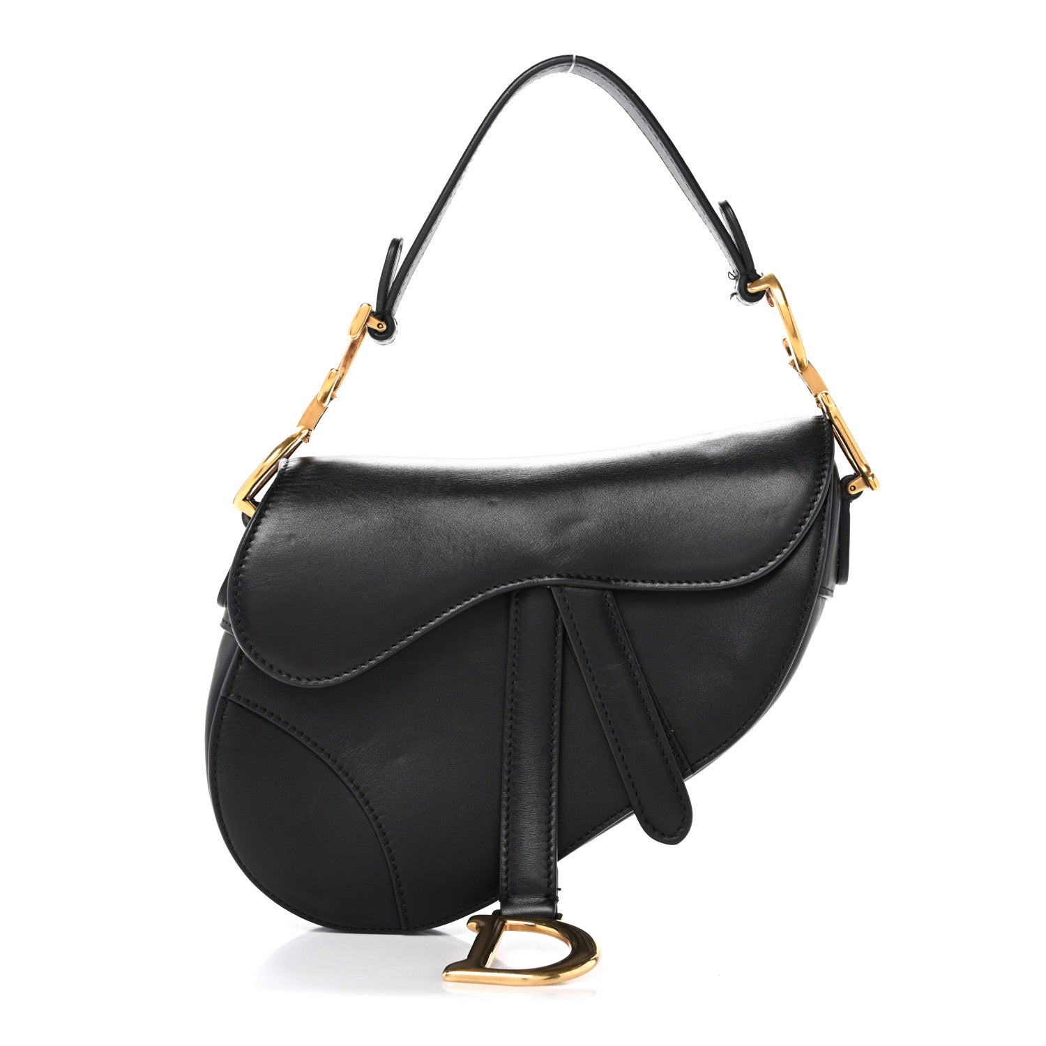 Calfskin Mini Saddle Bag Black