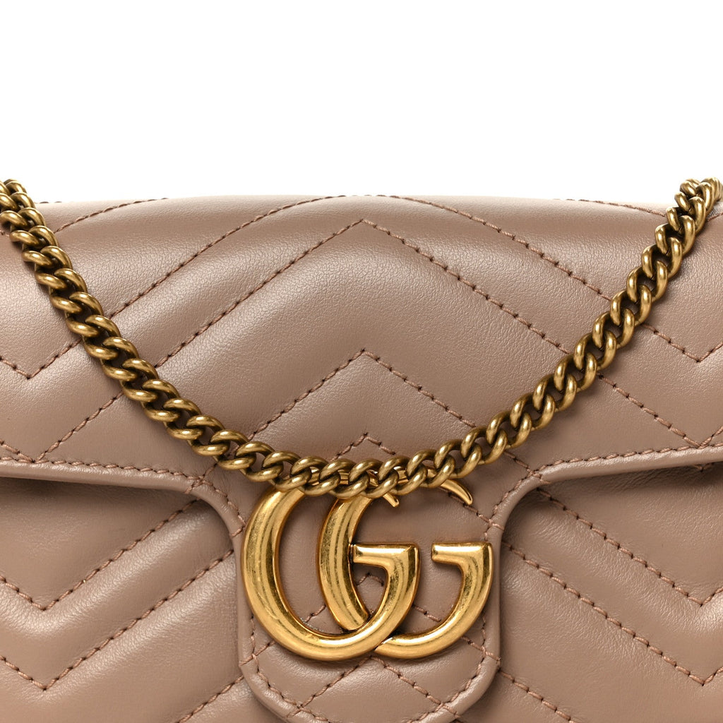 Calfskin Matelasse Super Mini GG Marmont Shoulder Bag Porcelain Rose
