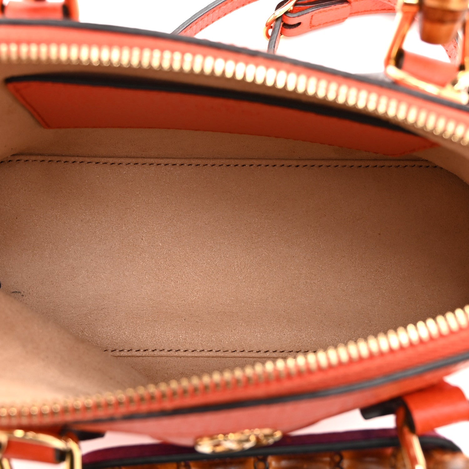 Textured Dollar Calfskin Mini Diana Dome Tote Bag Deep Orange Spicy Cyclamin